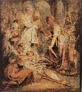 Peter Paul Rubens Aklixi standing between her daughters Germany oil painting artist